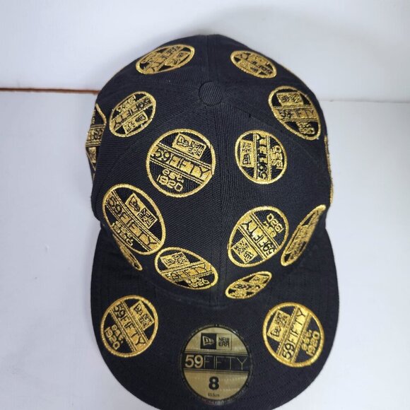 New Era 59FIFTY Hat Cap All-Over Sticker Embroidery Patch Fitted Size 8 - Picture 3 of 9